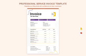 Professional Service Invoice Template product preview thumbnail