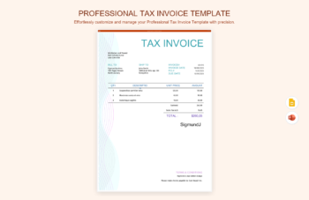 Professional Tax Invoice Template product preview thumbnail