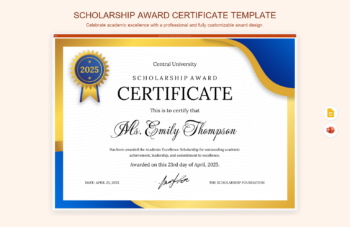 Scholarship Award Certificate Template product preview thumbnail