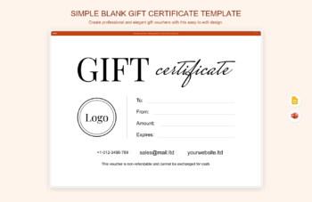 Simple Blank Gift Certificate Template product preview thumbnail
