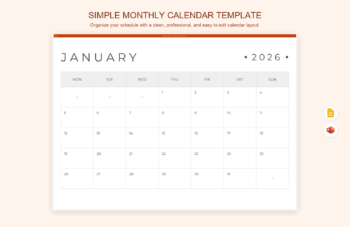 Simple Monthly Calendar Template