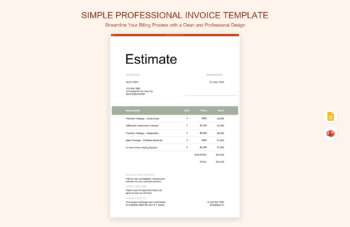 Simple Professional Invoice Template product preview thumbnail