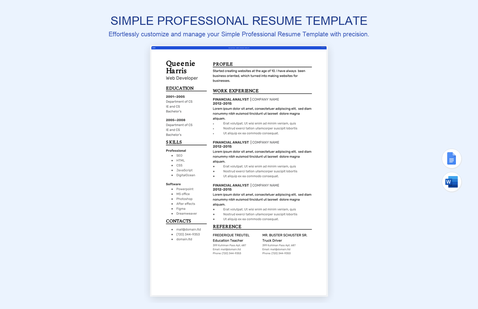 Simple Professional Resume Template