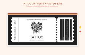 Tattoo Gift Certificate Template product preview thumbnail