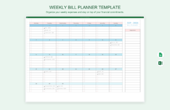 Weekly Bill Planner Template
