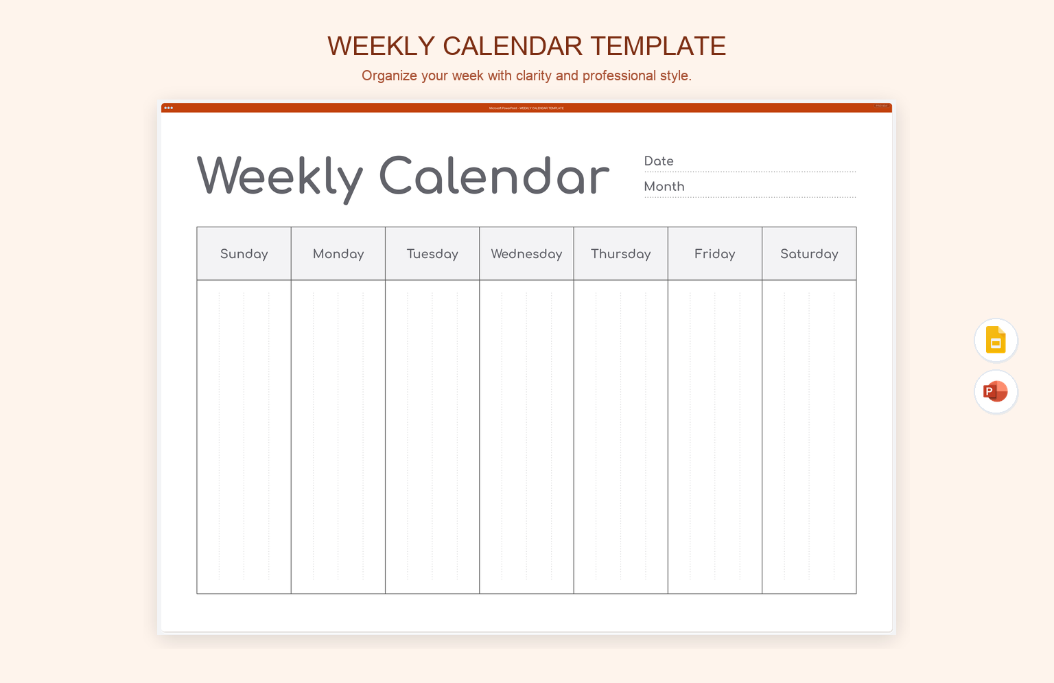 Weekly Calendar Template
