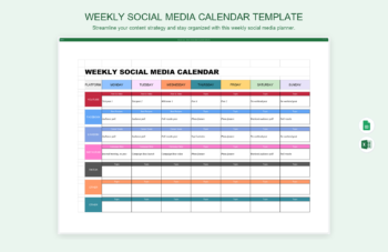 Weekly Social Media Calendar Template