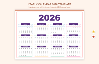Yearly Calendar 2026 Template