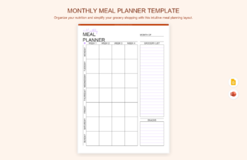 Monthly Meal Planner Template product preview thumbnail