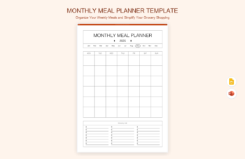 Monthly Meal Planner Template product preview thumbnail