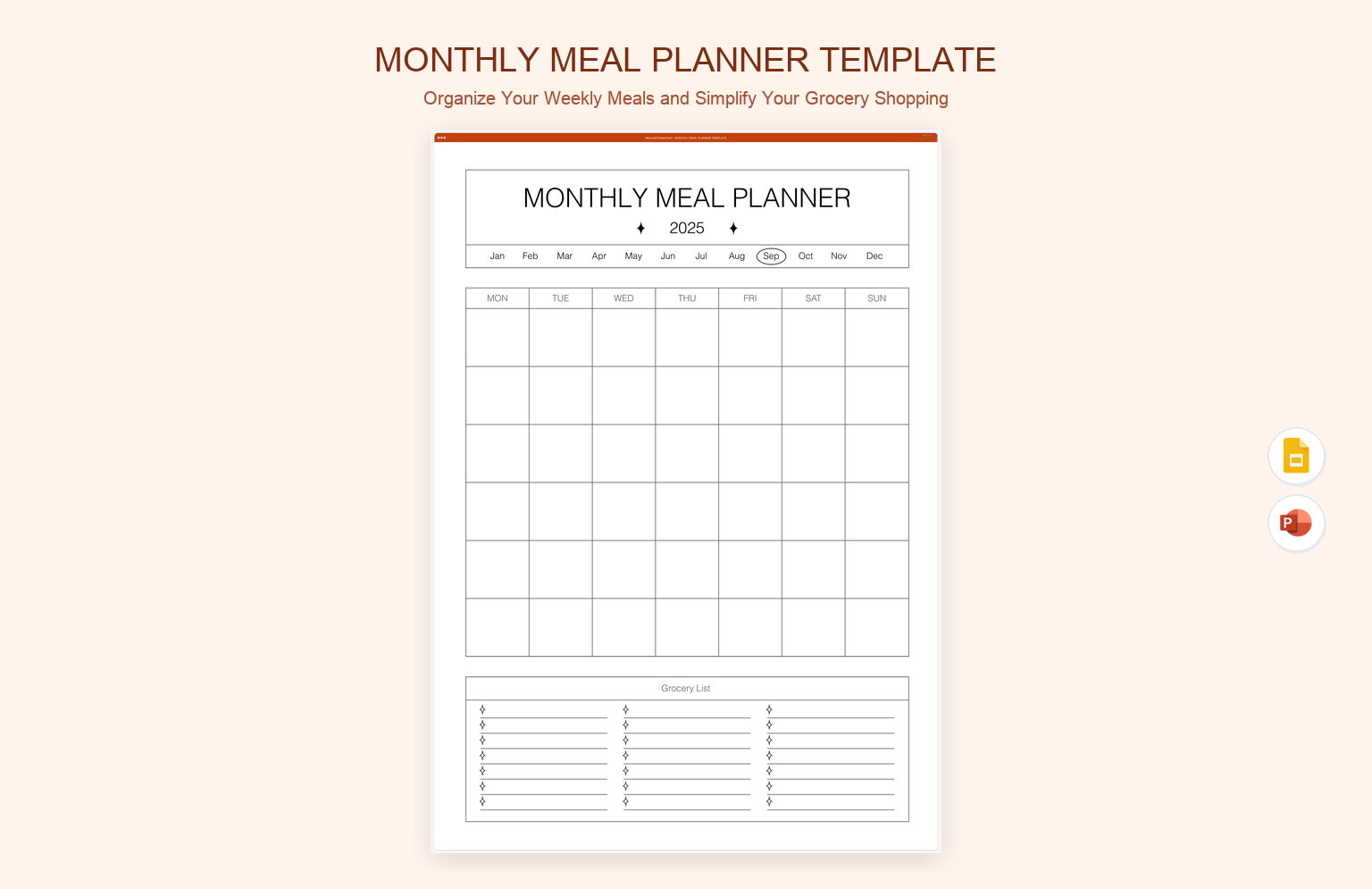 Monthly Meal Planner Template product preview thumbnail