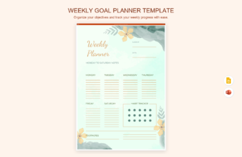 Weekly Goal Planner Template product preview thumbnail